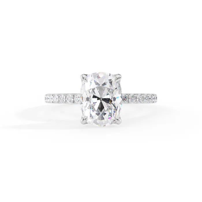 Cushion Cut Diamond Engagement Ring With Pave Band