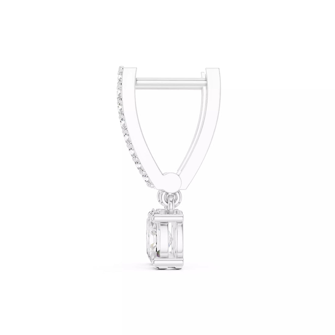 Oval Diamond Drop Earrings with Pavé Bar Setting