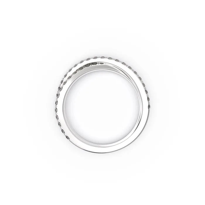 Criss Cross Round Diamond Wedding Band Ring