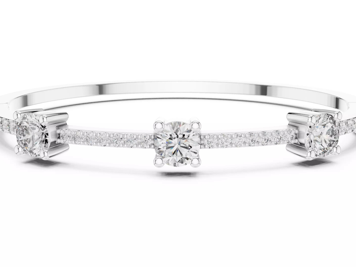 Three Stone Diamond Bangle Bracelet Luxury Jewelry