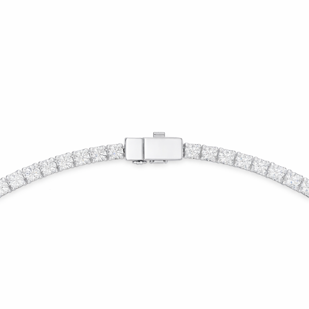 Round cut Diamond Tennis Necklace With Center Solitaire