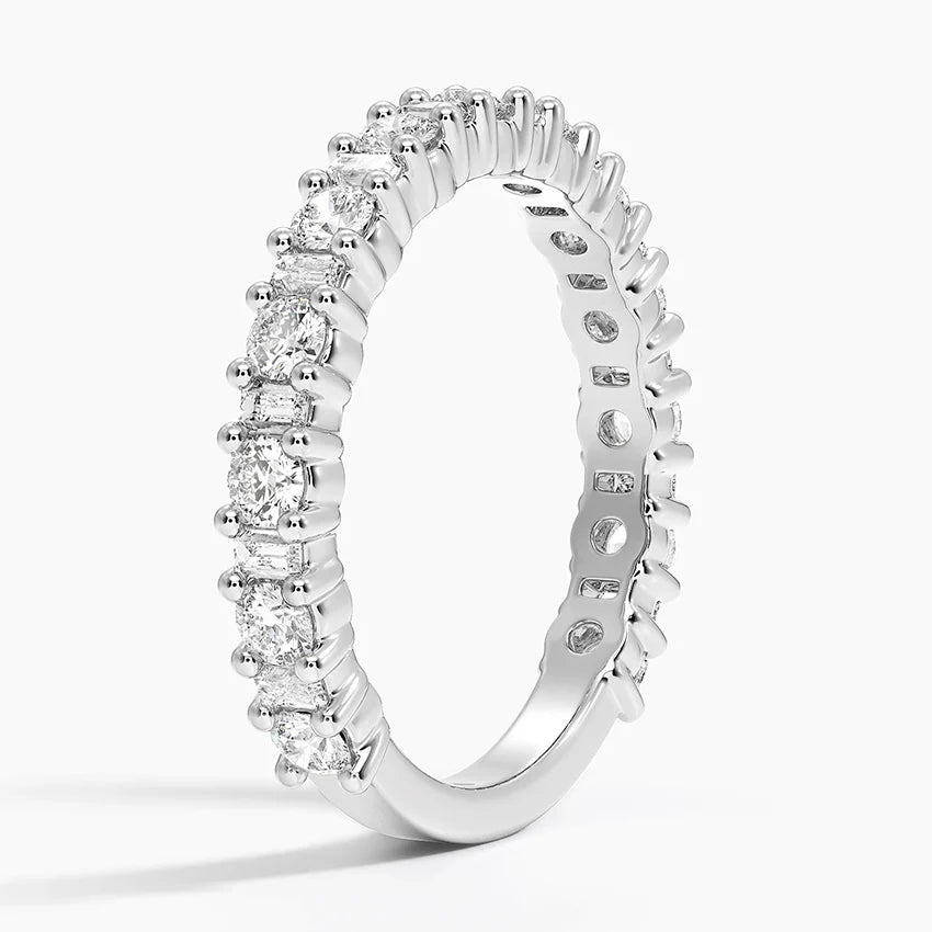 Luxury Diamond Eternity Band With Round And Baguette Stones