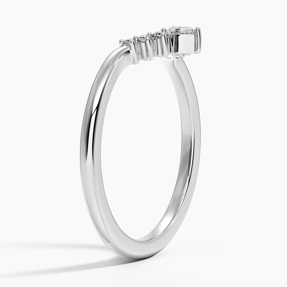 Curved Diamond Wedding Band for Women Elegant Stackable Ring