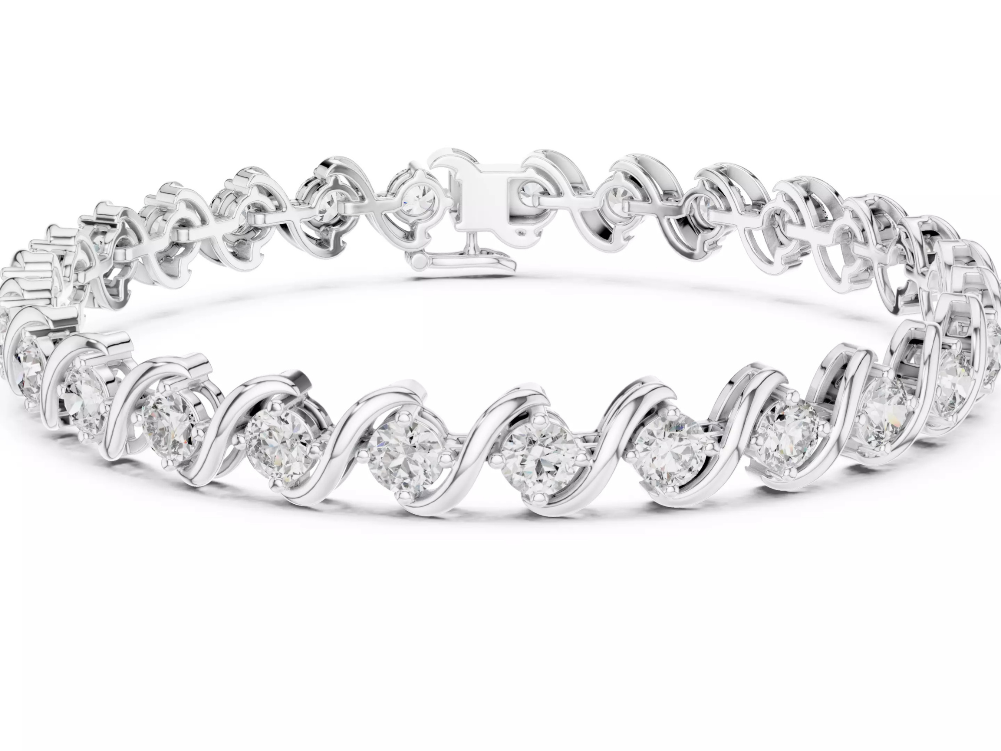 Twist Round cut Diamond Tennis Bracelet Fine Jewelry
