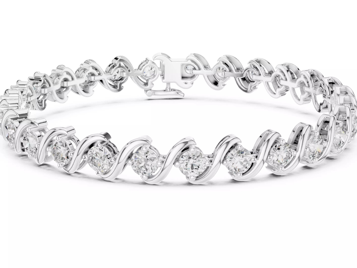 Twist Round cut Diamond Tennis Bracelet Fine Jewelry