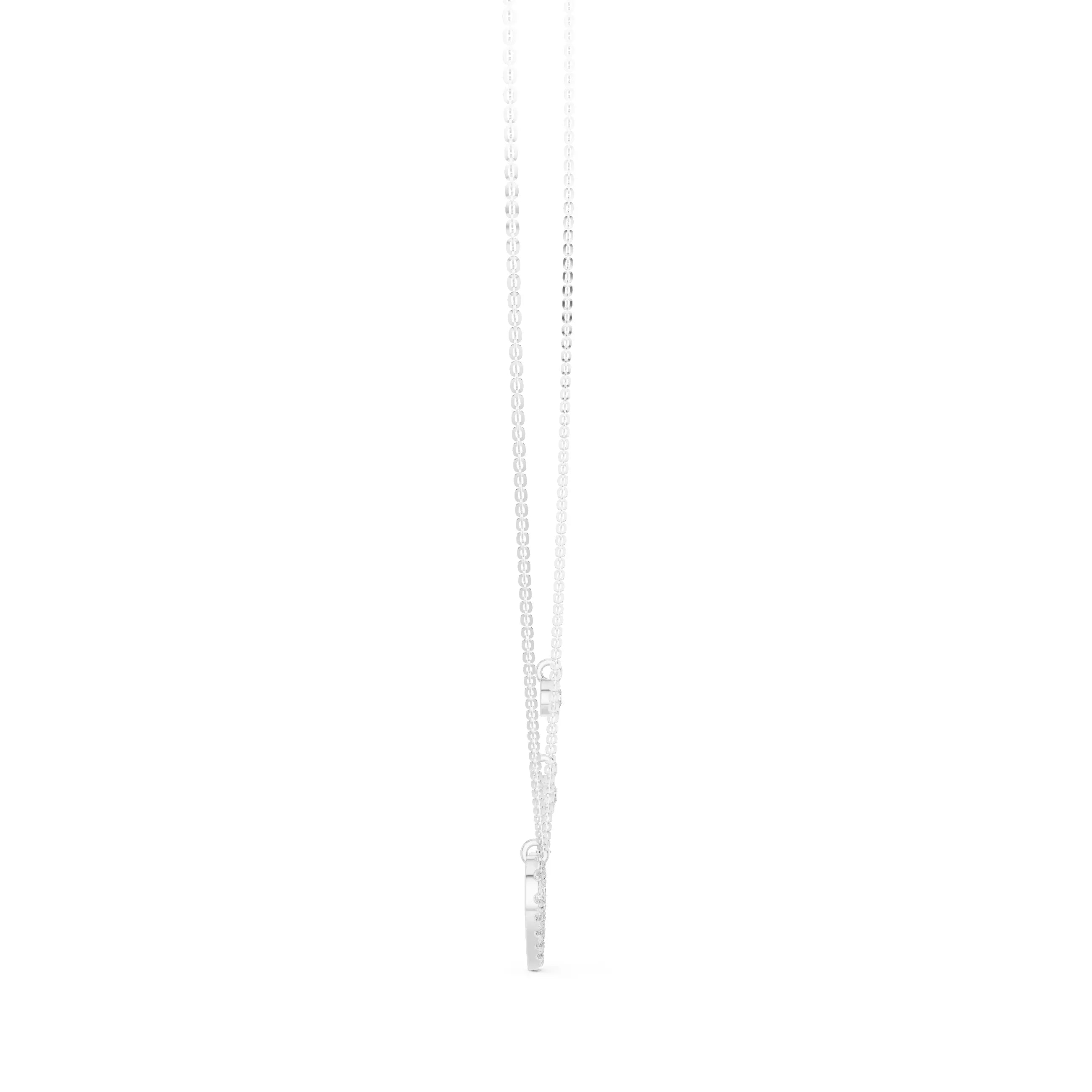 Round Diamond Heart Shape Pendant Necklace With Dangle Charms