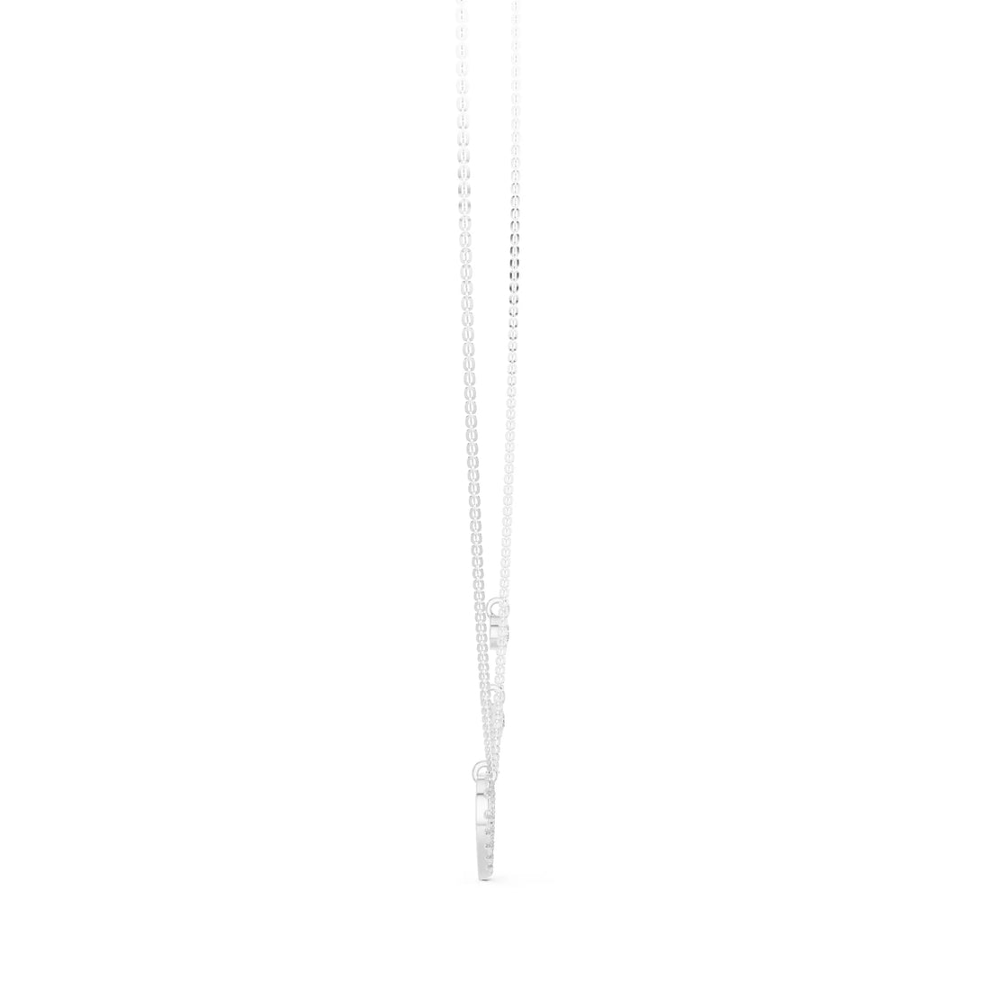 Round Diamond Heart Shape Pendant Necklace With Dangle Charms