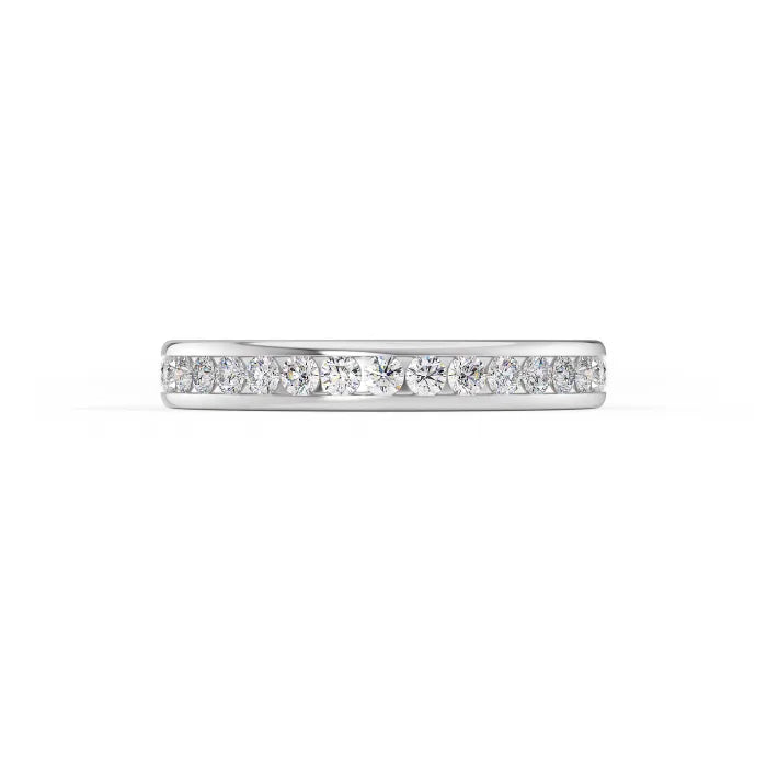Round Diamond Channel Set Eternity Band Ring For Women Wedding Jewelry