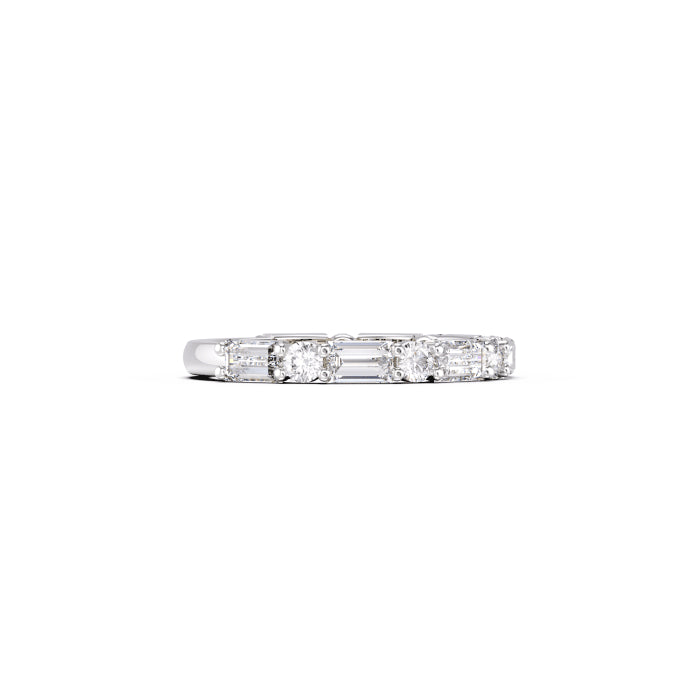 Baguette Round Cut Diamond Half Eternity Wedding Band for Women