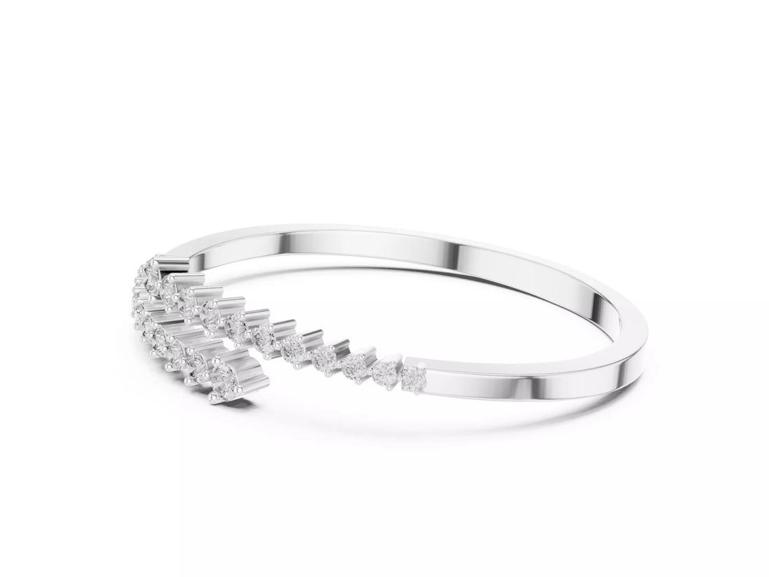 Round Cut Diamond Bangle Bracelet Modern Luxury Jewelry