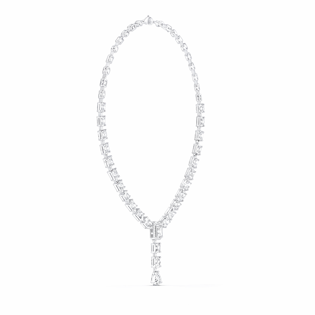 Multi Shape Diamond Drop Tennis Necklace
