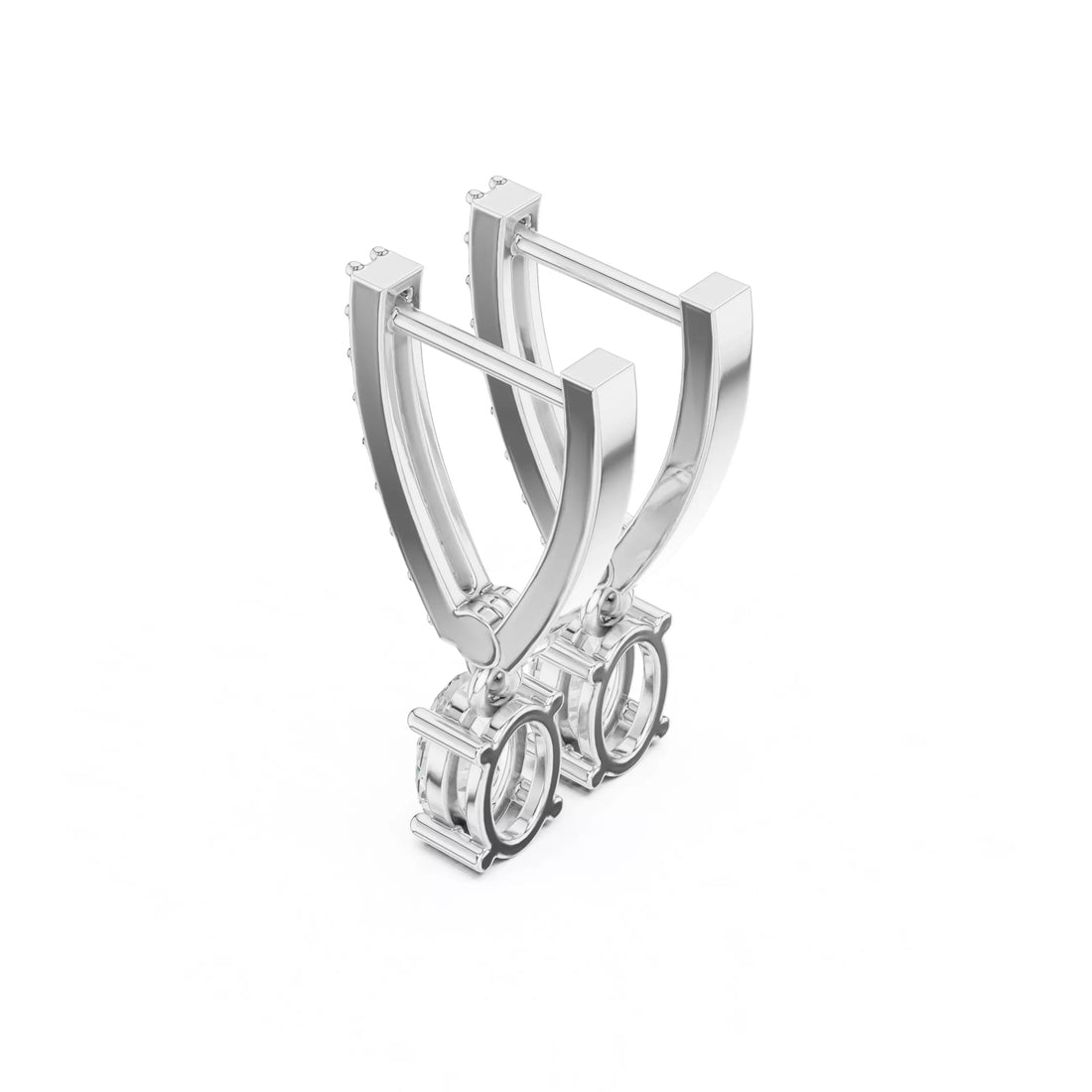 Oval Diamond Drop Earrings with Pavé Bar Setting