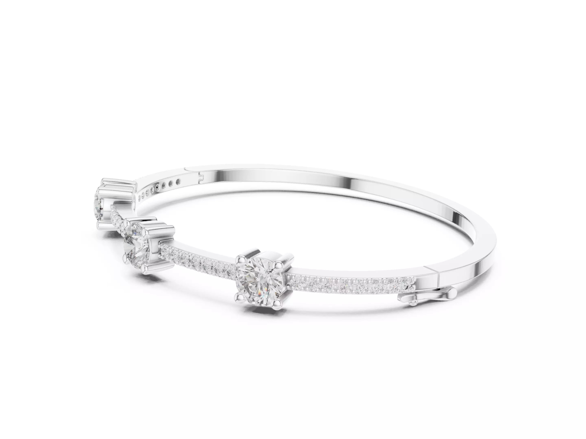 Three Stone Diamond Bangle Bracelet Luxury Jewelry
