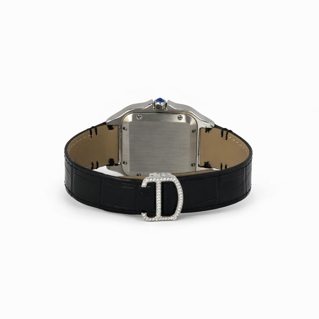 Moissanite Bezel Diamond set Classic Leather Strap Luxury Watch