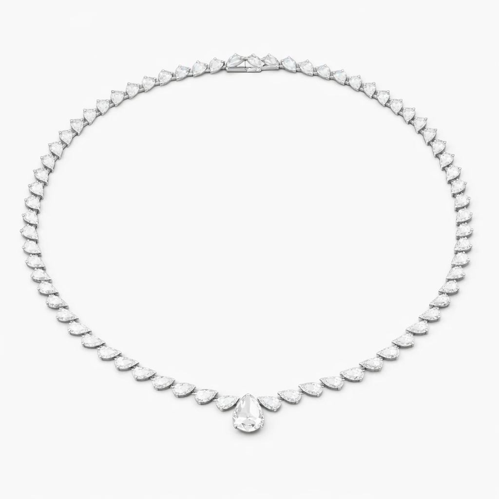 Pear Cut Diamond Tennis Necklace Elegant Bridal Jewelry Gift