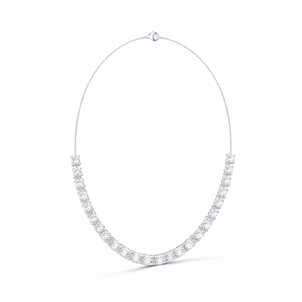 Graduated Diamond Curve Necklace For Women