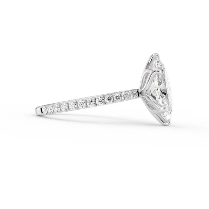 Marquise Cut Diamond Pave Band Solitaire Ring
