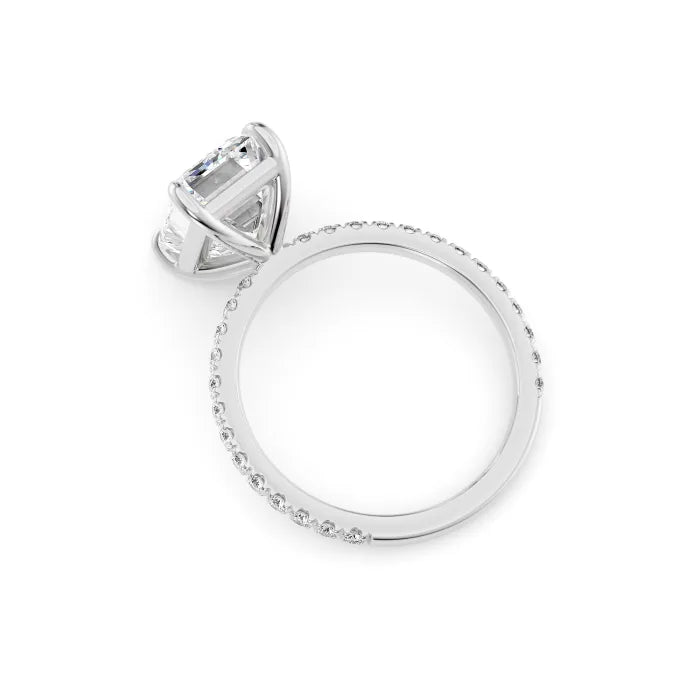 Emerald Cut Solitaire Pavé Ring