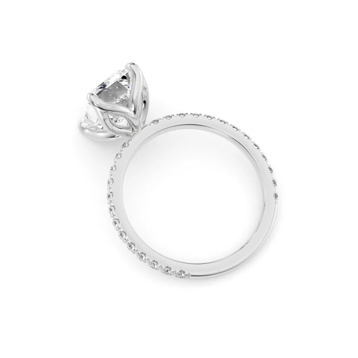 Emerald Cut Diamond Pave band Engagement Ring