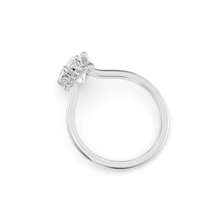 Pear Shape Diamond Hidden Halo Engagement Ring For Women