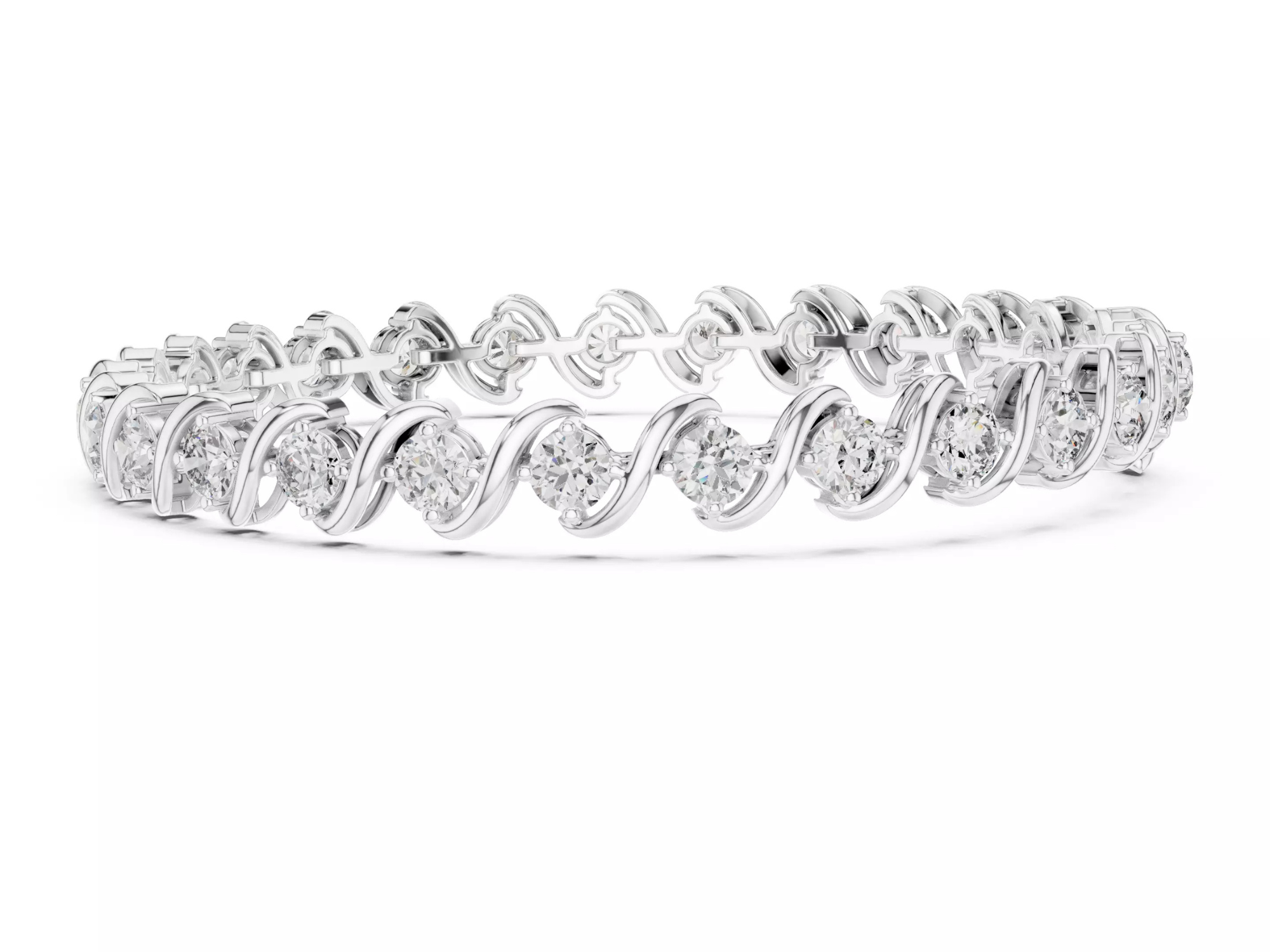 Twist Round cut Diamond Tennis Bracelet Fine Jewelry