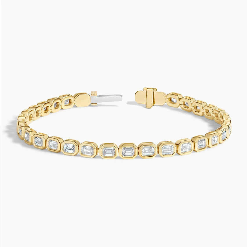 Emerald Cut Bezel Set Diamond Tennis Bracelet For Women Luxury