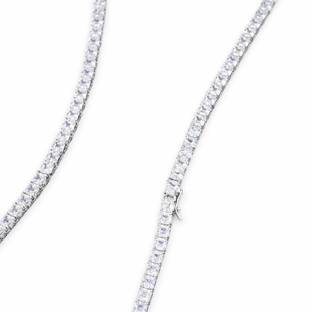 Princess Cut Diamond Tennis Necklace Classic Luxury Everyday Statement Jewelry