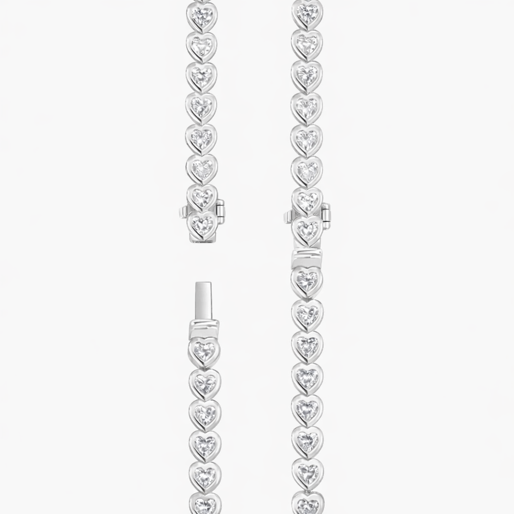 Heart Shape Diamond Bezel Set Tennis Bracelet For Women