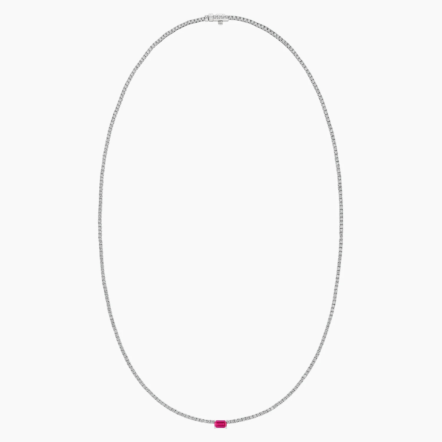 Emerald Ruby Diamond Tennis Necklace