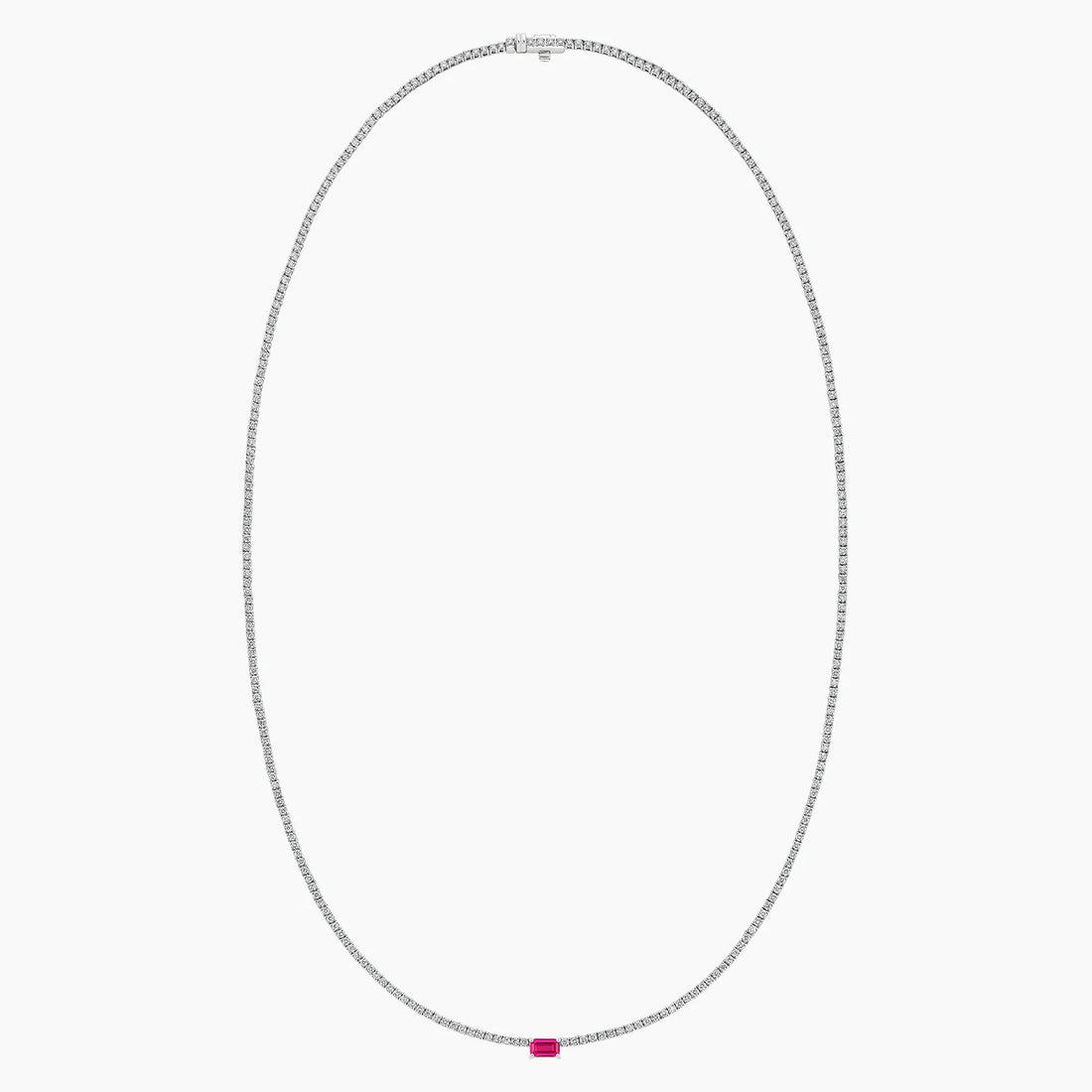 Emerald Ruby Diamond Tennis Necklace