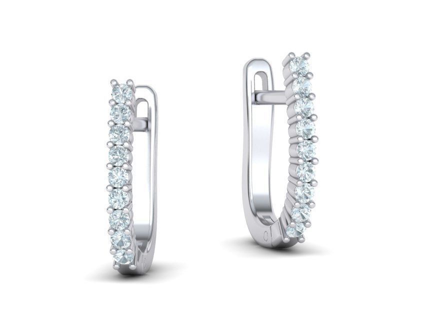 Round Cut Diamond  U-Shaped Huggie Hoops Earrings