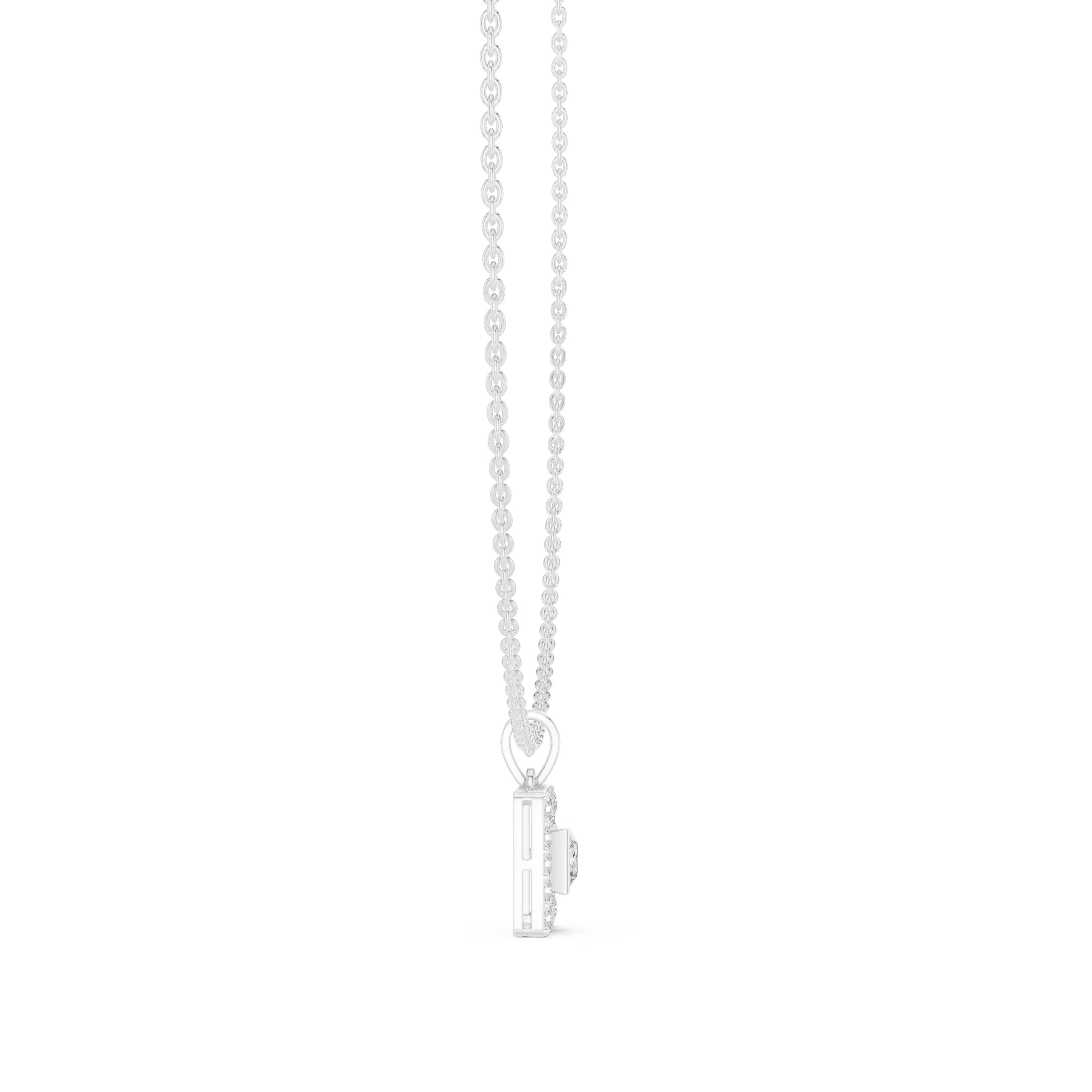 Princess Cut Diamond Halo Pendant Necklace
