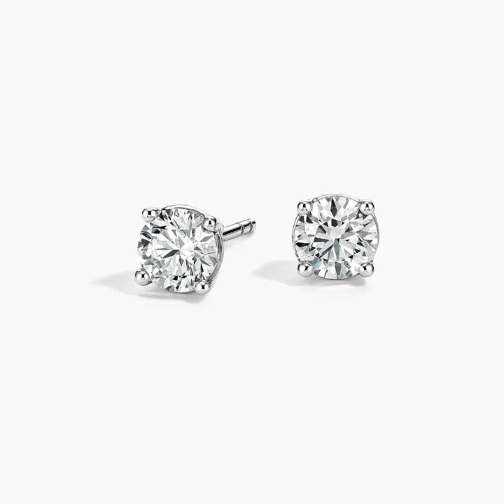 Round Cut Moissanite Diamond Stud Earrings Classic Solitaire Gold