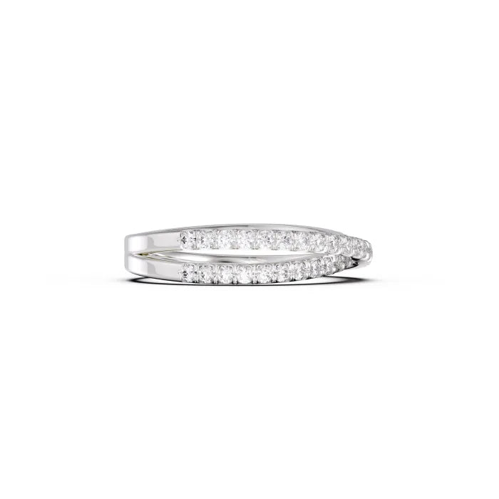 Criss Cross Round Diamond Wedding Band Ring