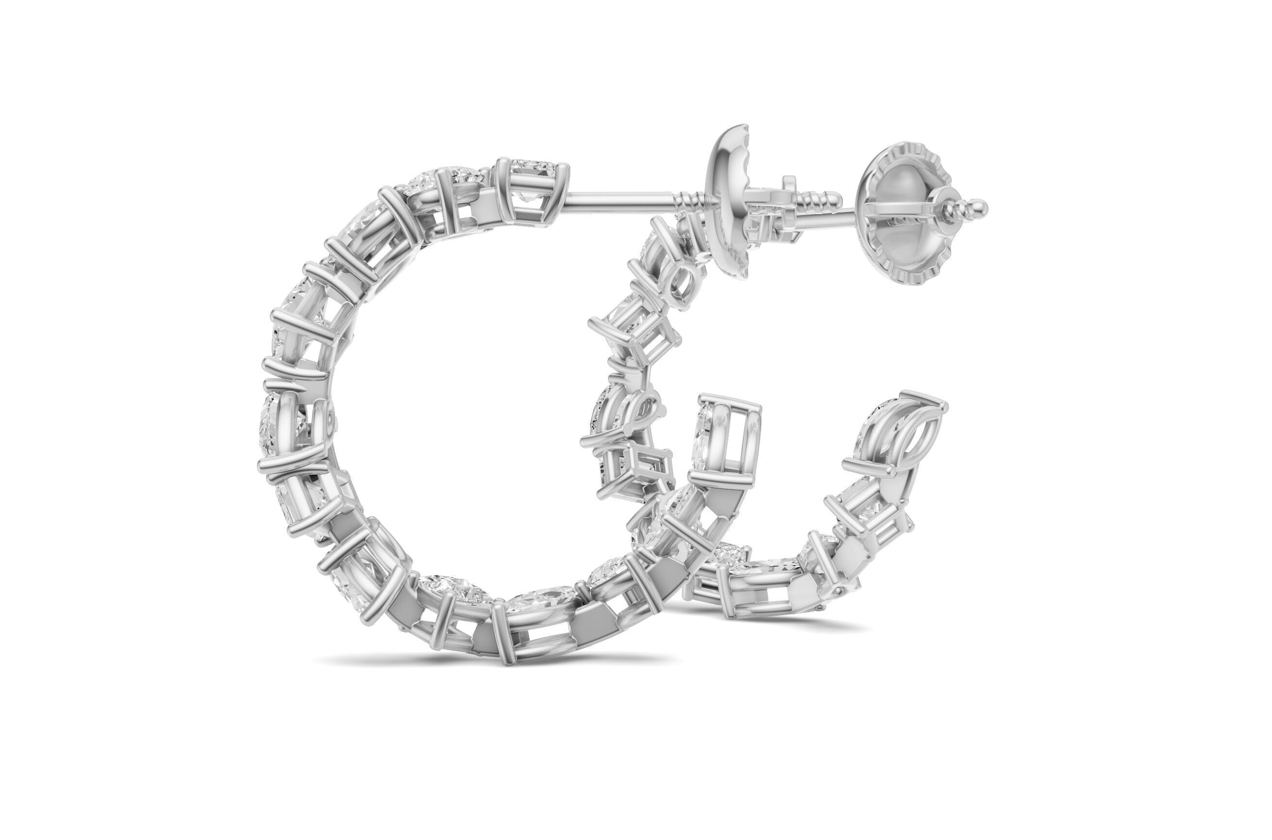 Multi Shape Diamond Hoop Earrings