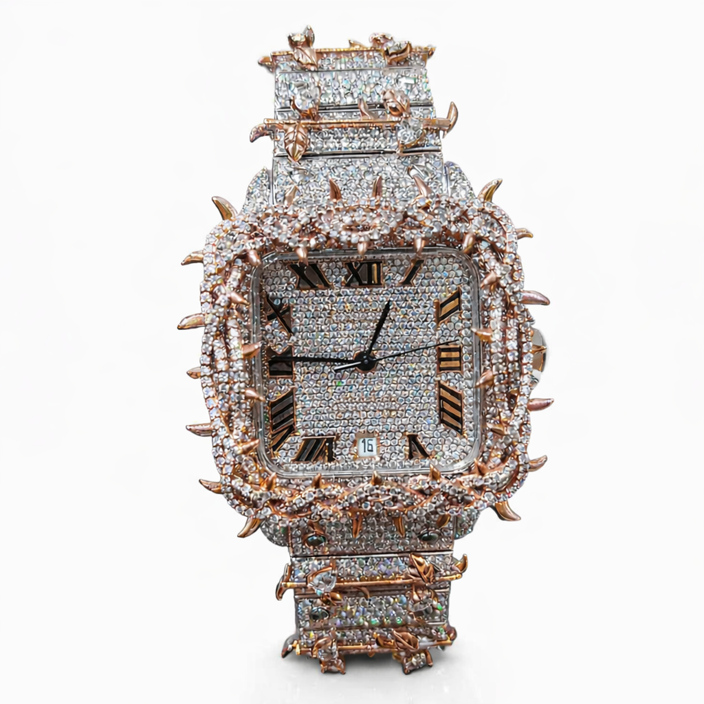 Iced Out Thorn Crown Moissanite Diamond Luxury Watch