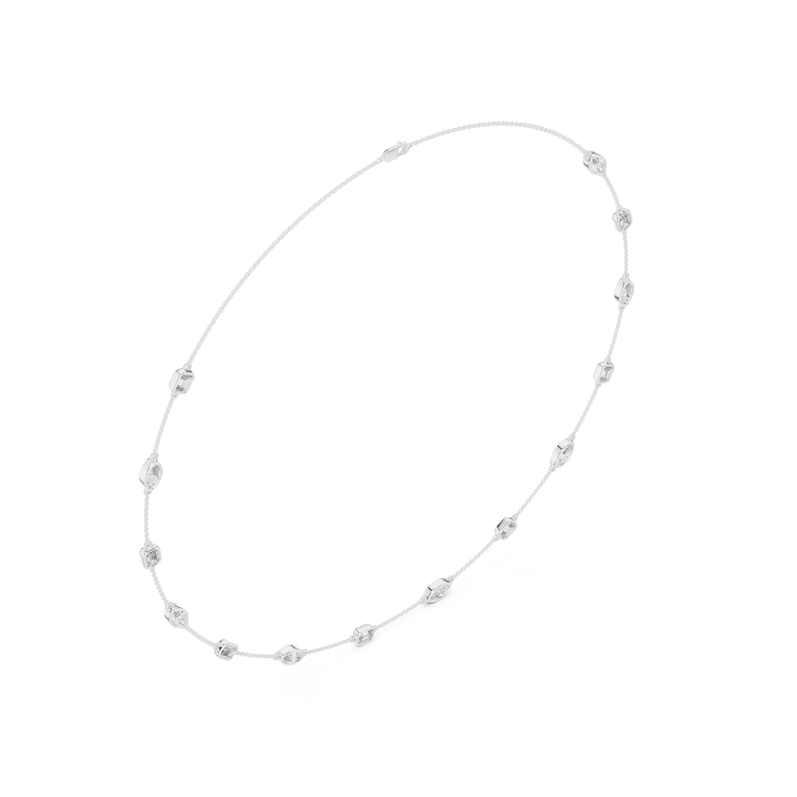 Multi Shape Diamond Bezel Station Necklace
