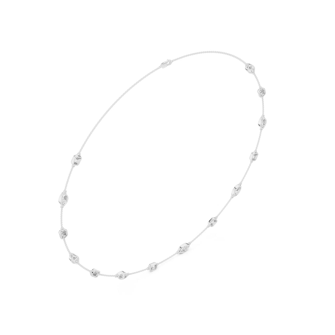 Multi Shape Diamond Bezel Station Necklace