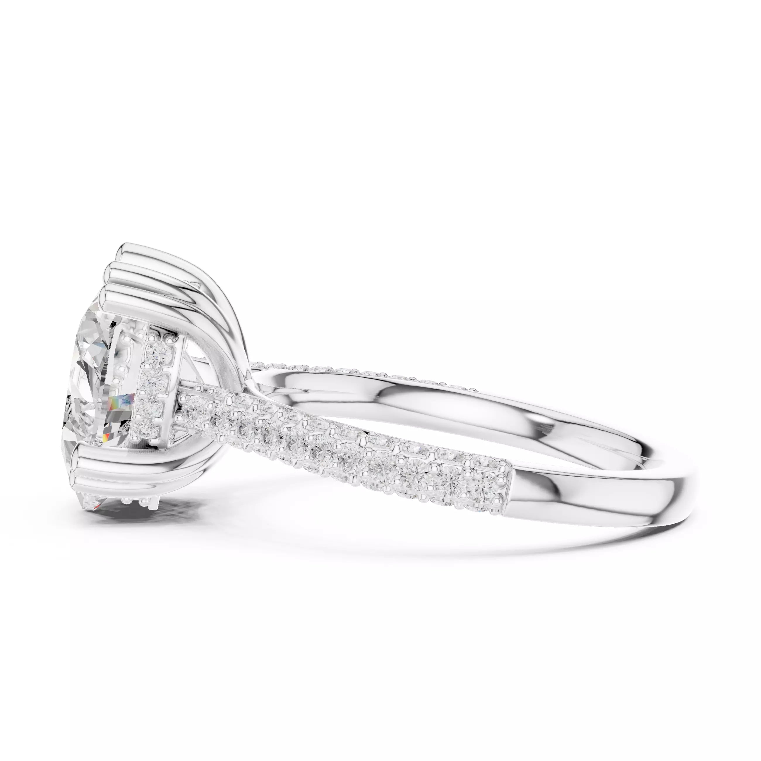 Heart cut Diamond Hidden Halo Pave Setting Engagement Ring