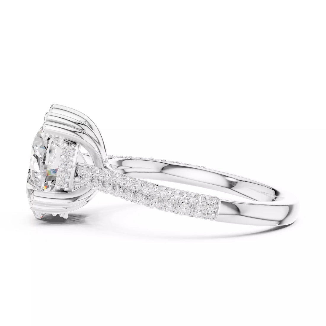 Heart cut Diamond Hidden Halo Pave Setting Engagement Ring