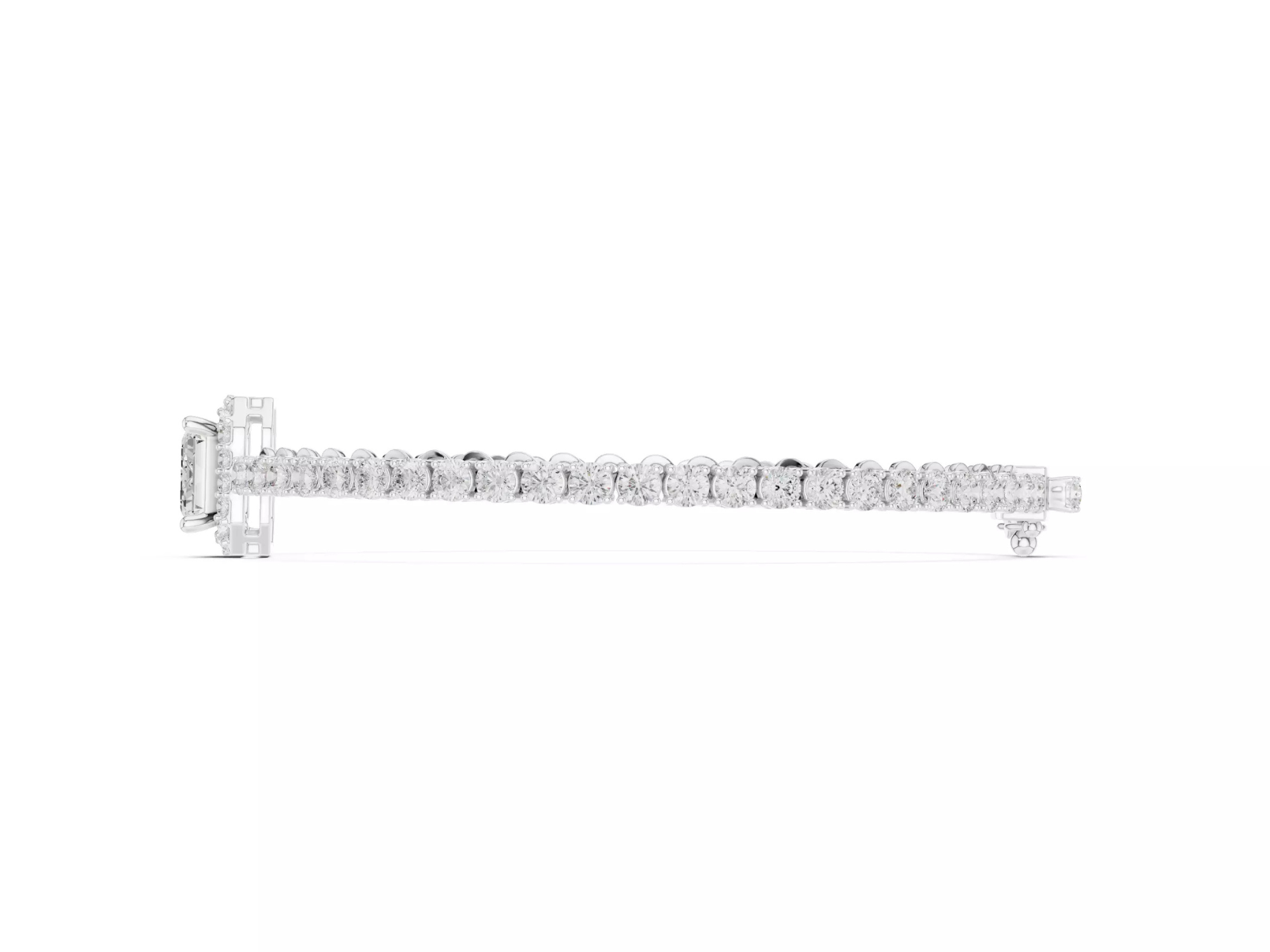 Emerald \ Round Cut Diamond Halo Tennis Bracelet Fine Jewelry