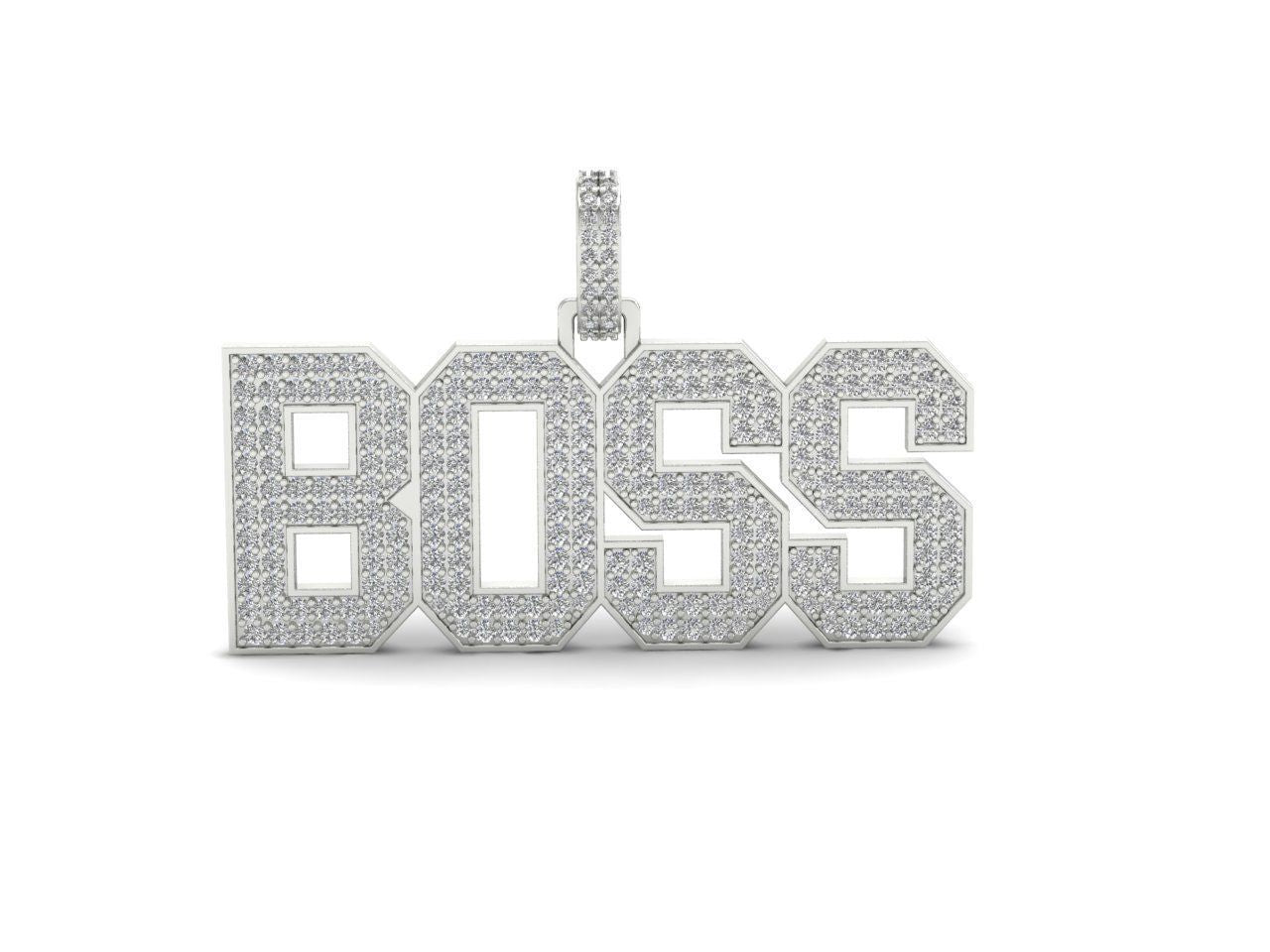 BOSS Iced Diamond Pendant – Luxury Hip Hop Style