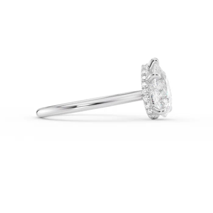 Pear Shape Diamond Hidden Halo Engagement Ring For Women