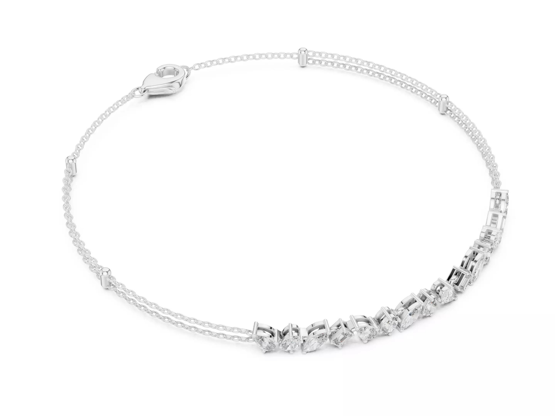 Multi Shape Diamond Bar Chain Bracelet Fine Jewelry