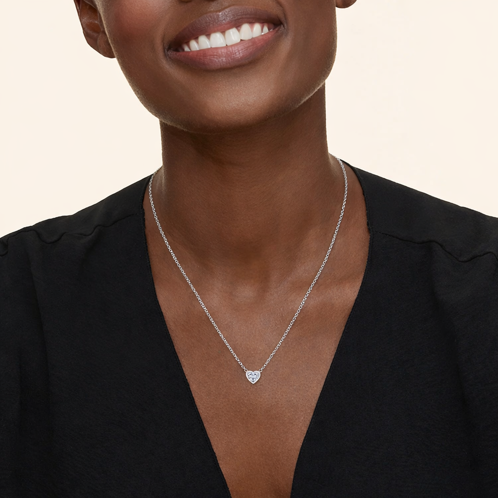 Heart Cut Bezel Set Diamond Necklace