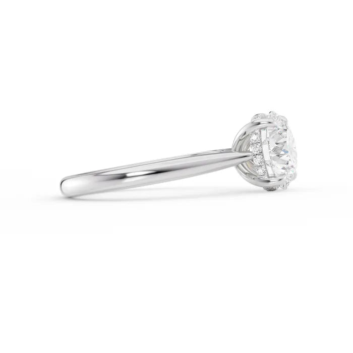 Round Cut Diamond Hidden Halo Cathedral Ring