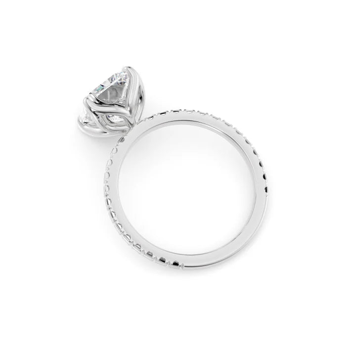 Asscher Cut Engagement Ring with Pave Diamond Band