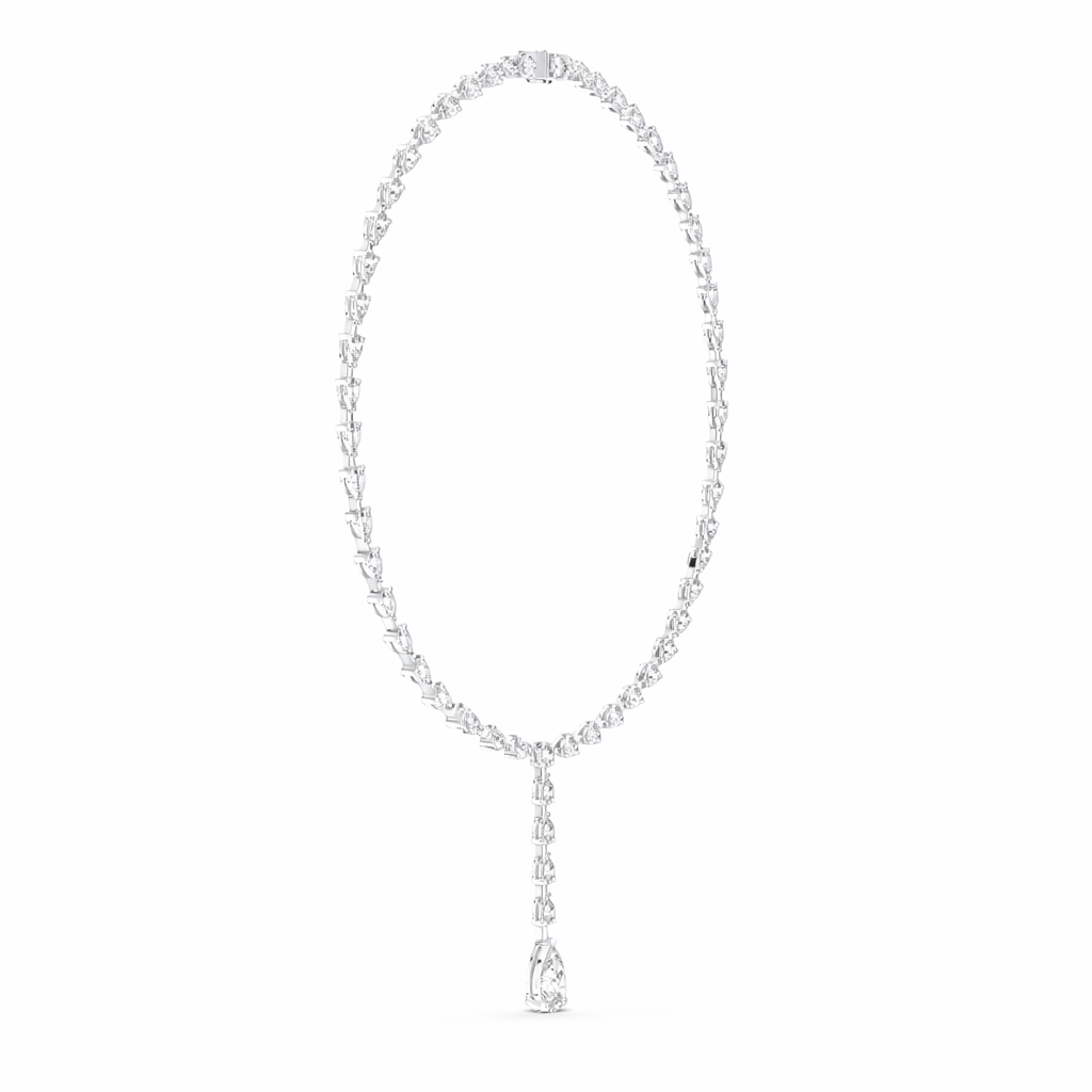 Pear Shape Diamond Drop Tennis Necklace