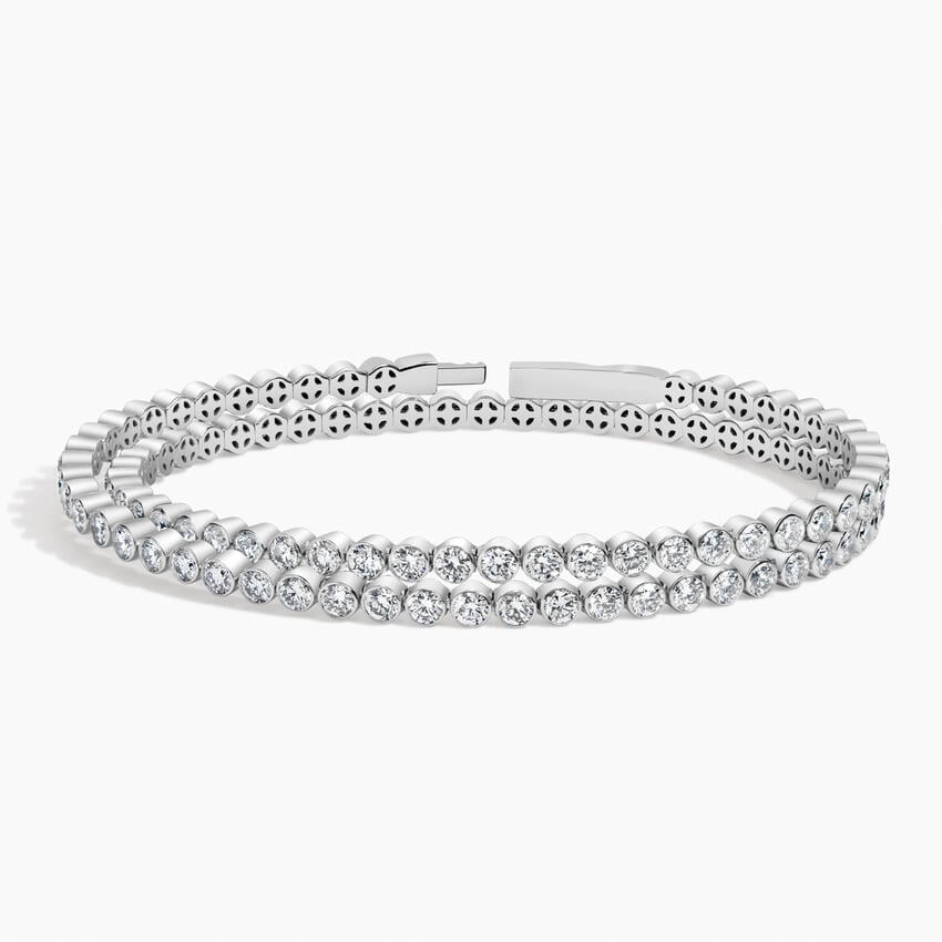 Luxury Double Row Round Diamond Tennis Bracelet For Women