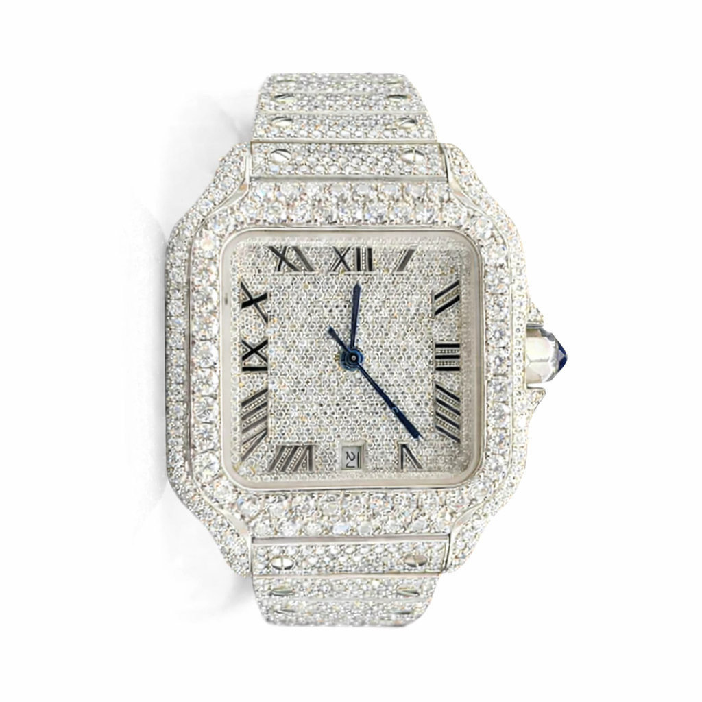 Iced Out Moissanite Diamond Luxury Two Tone Watch
